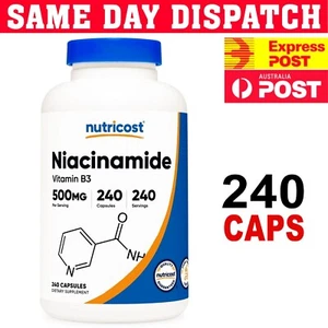 Nutricost Niacinamide Vitamin B3 500mg 240 Capsules NON-GMO Gluten Free Au Post - Picture 1 of 4