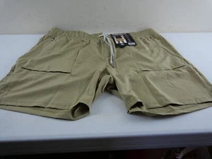 AVALANCHE Men's XXL Khaki Rip Stop Stretch Short Pants Zip Pocket Shorts NEW $68 - Picture 1 of 5
