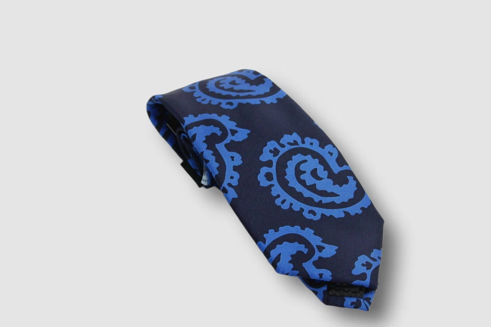Sean John Men's Neck Tie Navy Blue Graphic Color Paisley SKINNY Silk 392