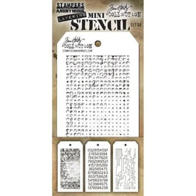 Tim Holtz Mini Stencil a Strati Set 3 Pezzi - Set #48 MTS48