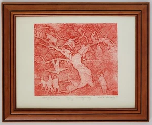 Original Collagraph Printing Ageing Outrageously 42.5cm x 35cm Frame Under Glass - Picture 1 of 23