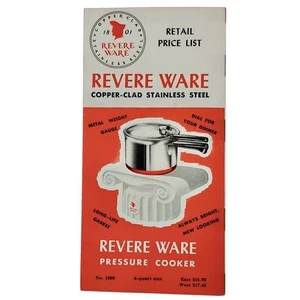 1940er Revere Ware Katalog Prospekt Preisliste Kupfer Edelstahl Schnellkochtopf - Bild 1 von 4