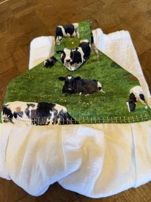 Hanging dish towel COW PRINT cotton kitchen decor handmade - Image 1 of 4