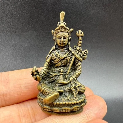 Old Chinese Tibetan Buddhism Copper Guru Rinpoche Carrying Buddha with You - Image 1 of 4