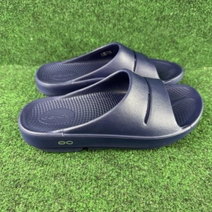 Oofos Sandals Mens Size 6 Slides Navy Blue Slip On Ooahh Comfort Unisex Women 8 - Picture 1 of 7