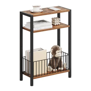 Tavolino Laterale Stretto con Cestino Portaoggetti, Tavolino Fine Piccola per Piccoli Spazi, Slim... - Foto 1 di 6