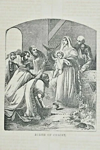 c1867 Birth of Christ Holy Bible Engraving Print - 1 Page  - Picture 1 of 4