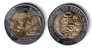 PERU 2 soles 2022 bimetalicos - Colibrí Líneas de Nazca KM# 401 - Picture 1 of 1