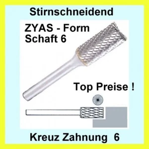 Hartmetall Frässtift ZYAS StirnVerzahnung 6 Schaft-6 Zylindrisch DIN8032 TOP  .. - Bild 1 von 1