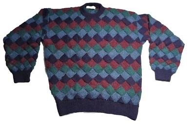 Peruvian Connection Sweater Size XL 100% Alpaca Dark Jewel Tones Geometric - Image 1 of 4