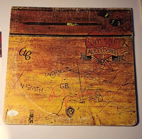 Alice Cooper Signed JSA COA School's Out LP Record Cover Singer Autograph Auto Cover