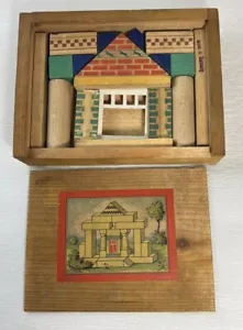 Vintage 20-40s Wooden Toy Building Blocks in Box Numbered 6871 Germany aa - Picture 1 of 14