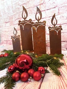 Rost Kerze Edelrost Garten Deko - Weihnachten Advent Metall Kerzen Herbst Winter - Bild 1 von 3