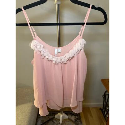 Lauren Conrad Peach Cami Tank Top Sleeveless Floral Laces Spaghetti Strap Size S - Image 1 of 4
