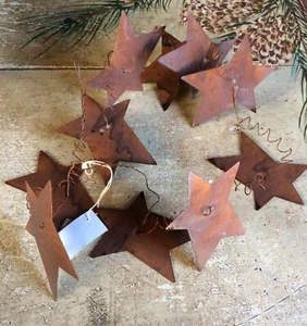 Primitive Rusty Wire Metal Barn Star Garland 5'-6' Feet 3" Stars Craft Wedding - Picture 1 of 6