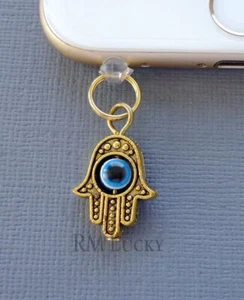 Gold Hamsa Hand Handy Anhänger Anti Staubdicht Stecker Ohr Buchse C139 - Bild 1 von 2