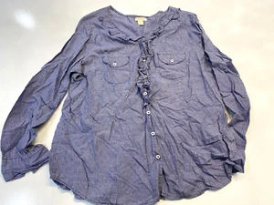 US Polo Assn taglia XL multicolore a quadri con volant e bottoni davanti camicia taglia XL donna - Foto 1 di 8
