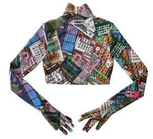 Vetements NWT Lottery Print Gloves Long Sleeve Jersey Crop Top Turtleneck XS - Picture 1 of 9