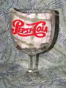 Vintage 70er Jahre Pepsi-Cola Daumenabdruck Soda Brunnen Glas Kelch - Bild 1 von 4