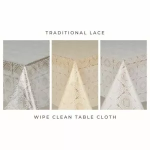 Traditionelle Spitze Blumenmuster PVC Vinyl Tuch Saubere Tischdecke Wasserdicht Patchwork Öl - Bild 1 von 8