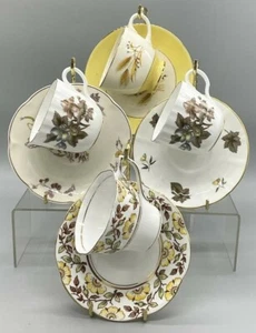Vintage Set of 4 Mismatched Teacups & Saucers Royal Worcester Haviland England - Picture 1 of 12