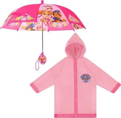 Paraguas Nickelodeon Paw Patrol para niños con impermeable a juego para niñas de 2 a 7 años Foto 1 de 4