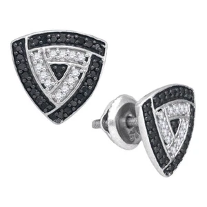 Cornice triangolo donna oro bianco 10 kt tondo colore nero esaltato diamanti st - Foto 1 di 1