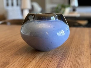 Antique Fulper Pottery Flambe Glazed Two Handled 8"x6" Vase Blue And Brown Tone - Picture 1 of 7