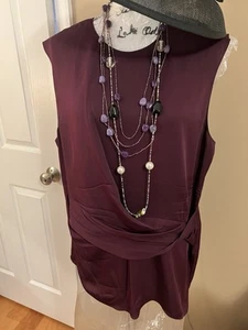 Theory Sleeveless Twist Top in Silk Georgette - Burgundy XL - Picture 1 of 5