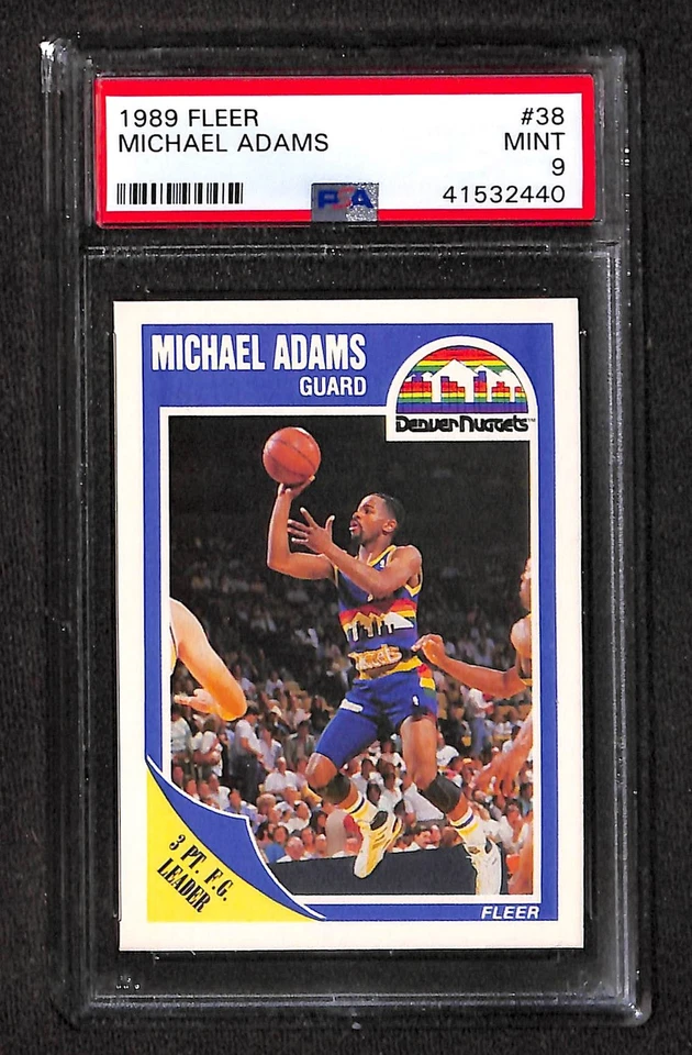 1989 Fleer #38 MICHAEL ADAMS PSA 9 Mint 41532440  - Image 1 of 3