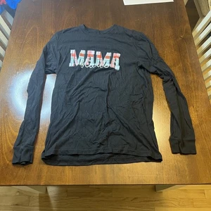 Women’s "Mama Claus" Black Long Sleeve Graphic T‑Shirt - Picture 1 of 6