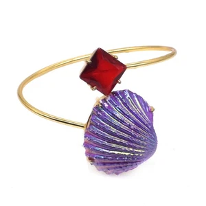 Wunderschönes lila Muschel Edelstein vergoldet verstellbar Armband L667 - Bild 1 von 5