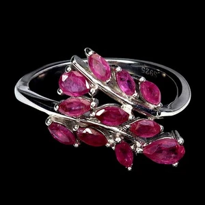 Mother Day 925 Silver Ring Pear Ruby 5x3mm Natural Gemstone Jewelry Size 7 - Picture 1 of 14