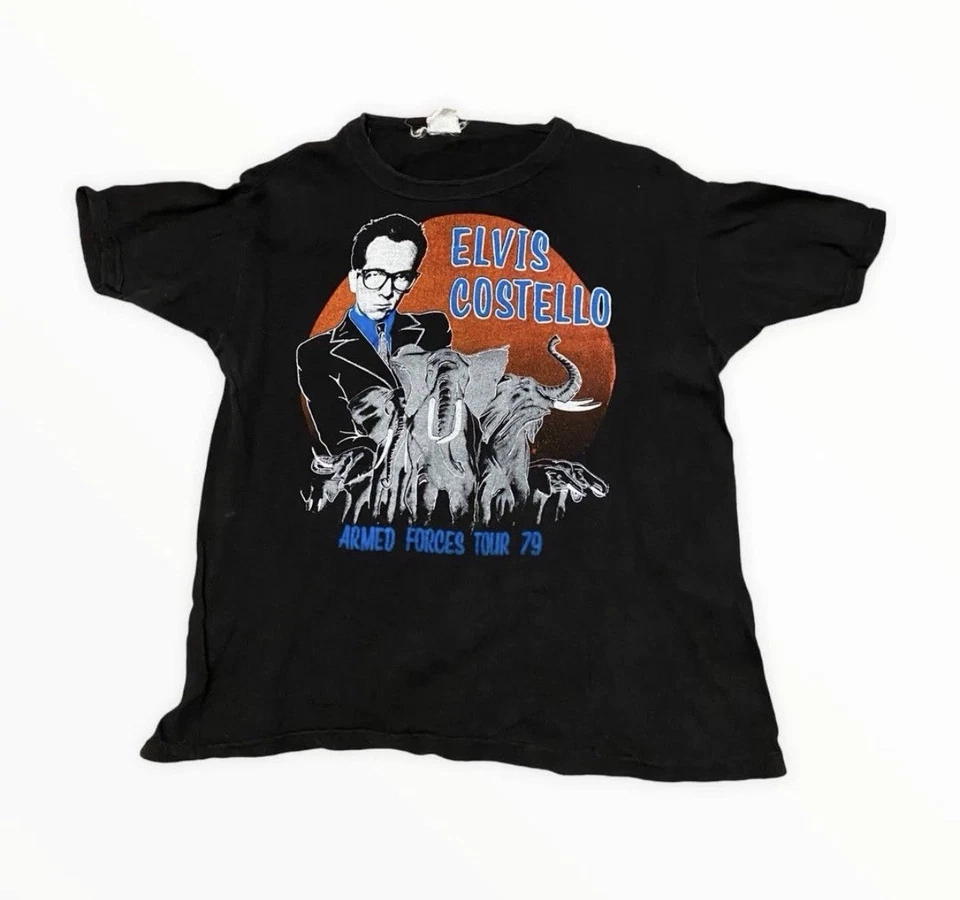 Camiseta 1979 Elvis Costello Armed Forces Tour Rock Concierto Talla Pequeña Foto 1 de 3
