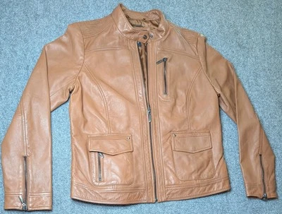 Куртка-бомбер Bernardo 100% натуральная кожа женский размер большой коричневый сделано в Индии - Изображение 1 из 4