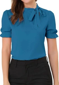 Blusa Allegra K para mujer con pajarita, 1940 vintage elegante oficina, manga corta - Imagen 1 de 6