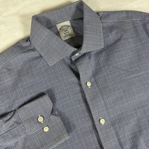 Brooks Brothers Shirt Mens 15.5-4/5 Blue Checked Button Down Dress Shirt - Picture 1 of 7