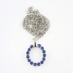 BLUE SAPPHIRE AND .925 SILVER PENDENT AND CHAIN QUALITY, 50% OFF SALE, J31 - Picture 1 of 2