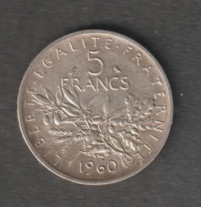France - Pièce de 5 Francs Argent - Semeuse - 1960 - Picture 1 of 1