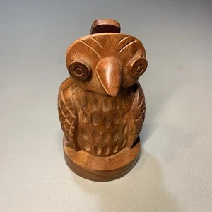 Portaocchiali in legno artigianale a forma di gufo mogano/palissandro 5" Forrest - Foto 1 di 7