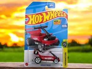 2023 Hot Wheels #22 Experimotors 1/5 DRAGGIN' WAGON Red w/White 5 Spoke Wheels - Picture 1 of 6