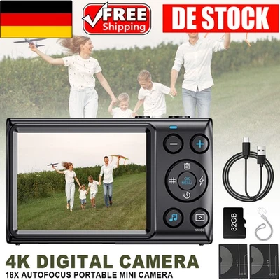 4K Digitalkamera 64MP Fotokamera mit Zwei Bildschirme 18X Autofokus Fotoapparat - Bild 1 von 4