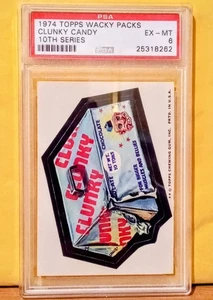 1974 Topps Wacky Packs 10th Series Clunky Candy PSA 6 EX-MT - Picture 1 of 3