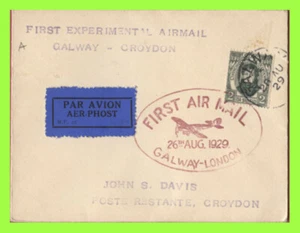 Ireland 1929 Galway - London Experimental Flight cover with cachet - Picture 1 of 2