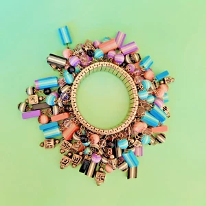 Woman's Fashion Colorful Beaded Silver Tone Chinese Inspirational Bracelet - Bild 1 von 4