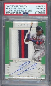2020 Topps Definitive Autograph Relics Green #ARC-RA Ronald Acuna Jr. 4/25 - Picture 1 of 2