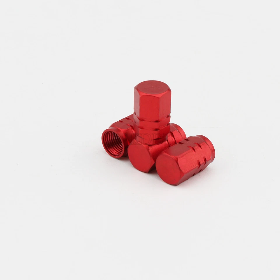 4Pcs Red Hexagon Aluminum Wheel Rim Tyre Valve Stem Caps For Harley Motorcycle - Image 1 of 4