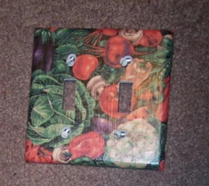 Kitchen Vegetable Double LIGHT SWITCH PLATE COVER Hand Made Decor GUC - Picture 1 of 2