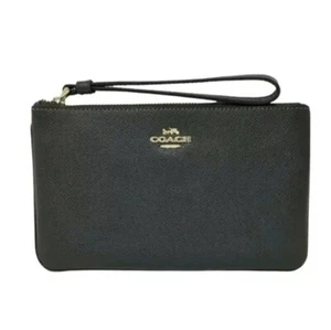 Coach Handgelenktasche schwarz groß genarbtes Leder - Bild 1 von 6