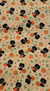 Halloween Black Cat Kitten Pumpkin Sewing Quilting Cotton Fabric 1 yd X 42" - Picture 1 of 2